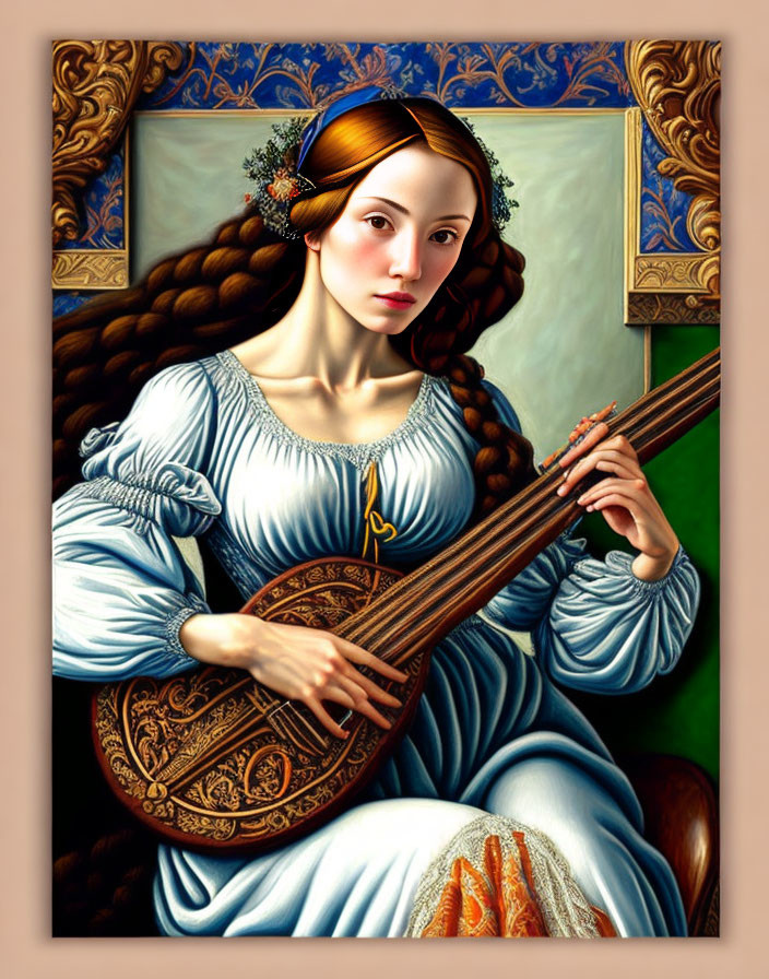 Woman Plays Lute