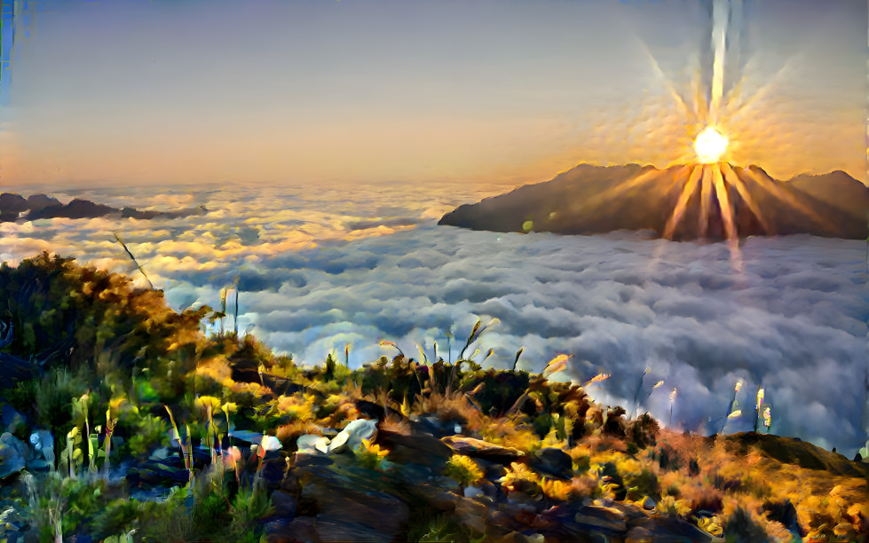 Song of peace land in the clouds at Argosari peak