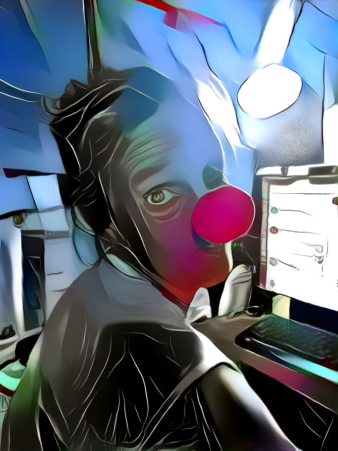 clown on the computer