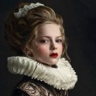 Detailed digital painting of young woman with fur collar and headband