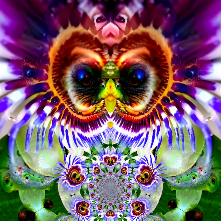 Passion Flower Owl Fractal