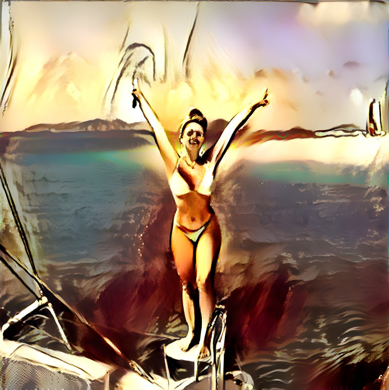 Girl on boat in bikini