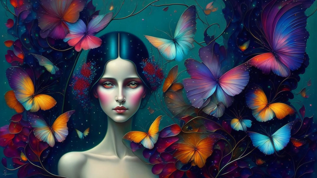 The woman and the butterflies 