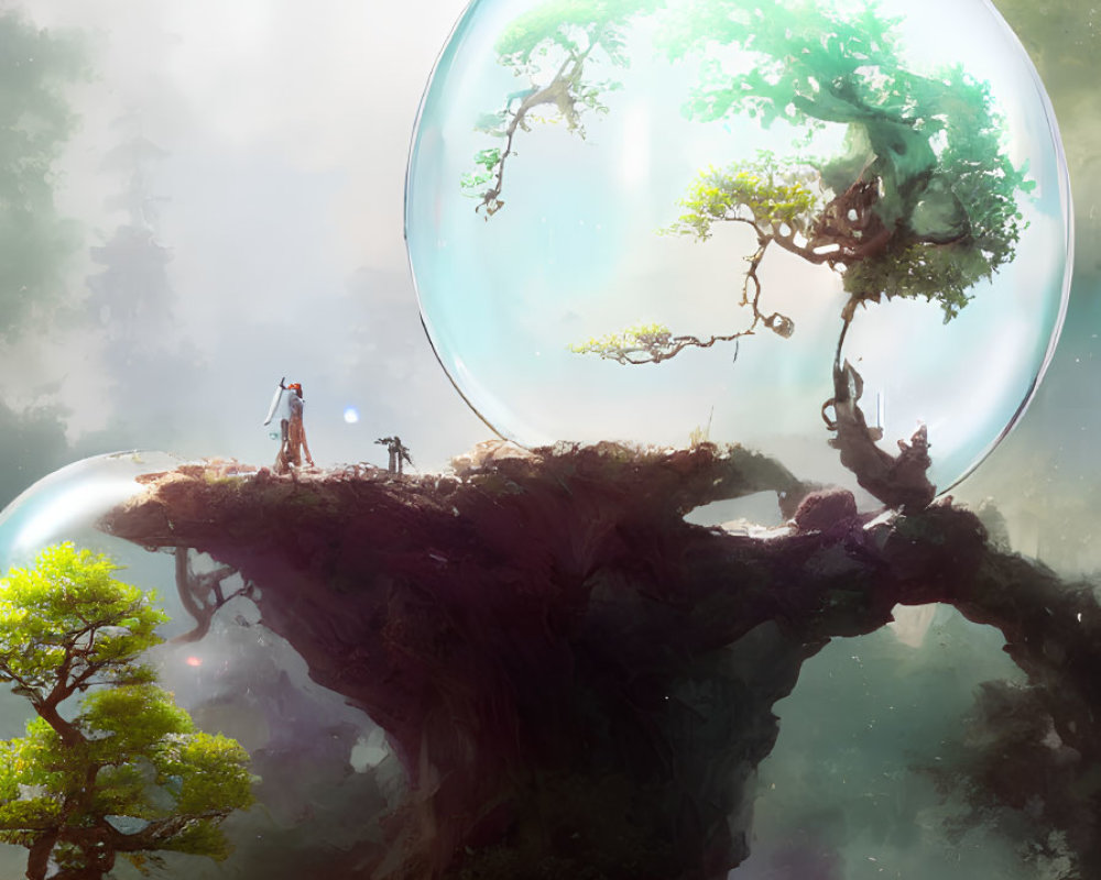 Giant Tree with Transparent Spheres and Mystical Trees Observation