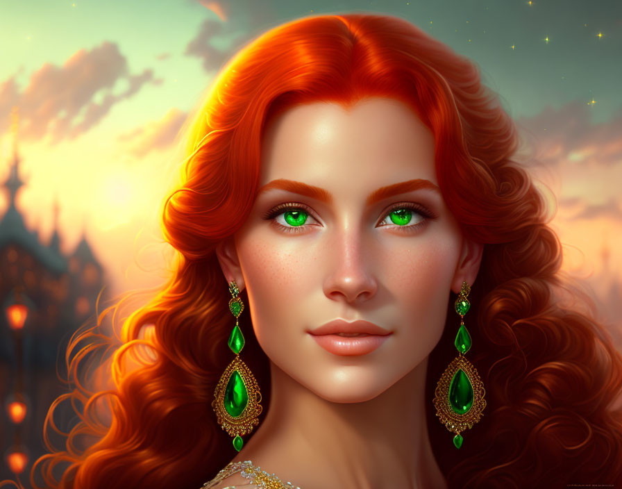 absolutely stunning red-hair girl with green eyes 