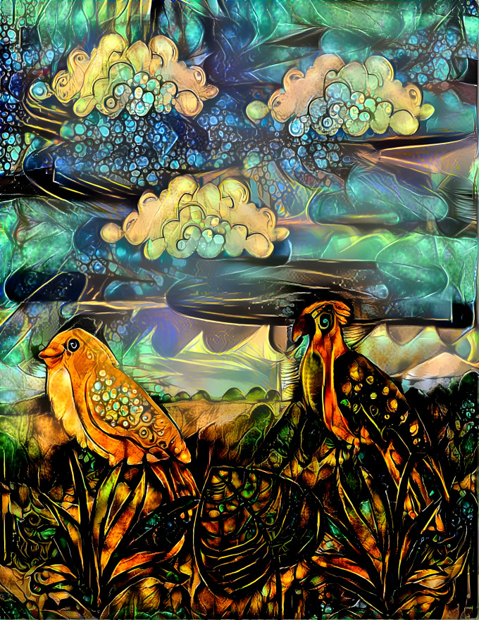 Birds walking