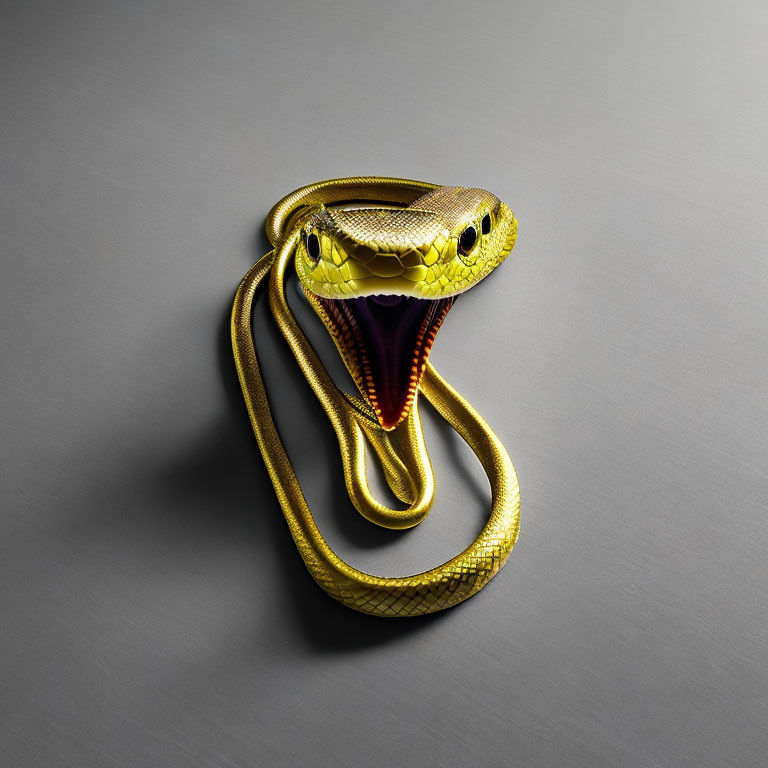Gold two-headed snake digital art on grey background