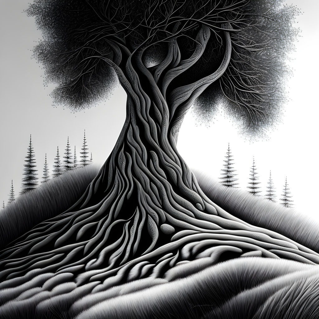 abstract pencil drawing trees