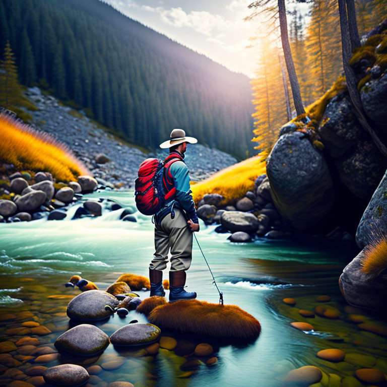 Fly Fishing in a Mountain Stream