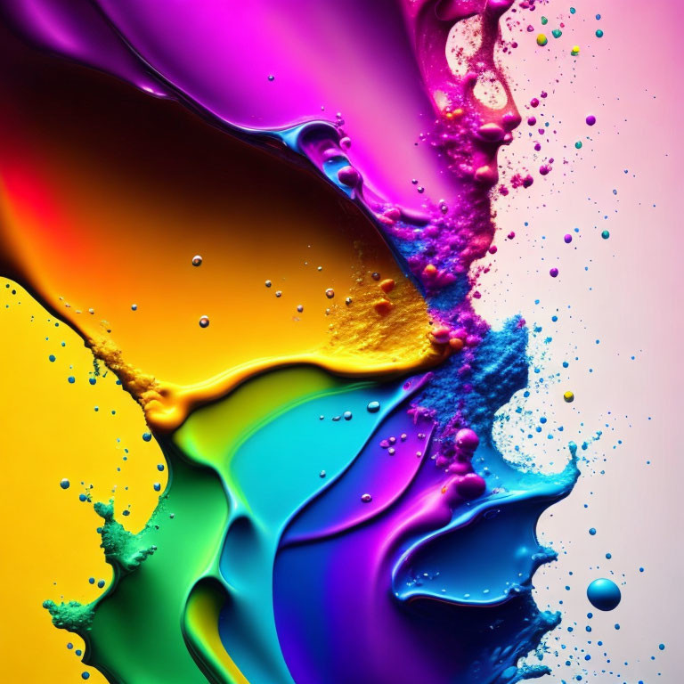 Colorful Abstract Liquid Swirls in Pink, Yellow, Blue, and Purple