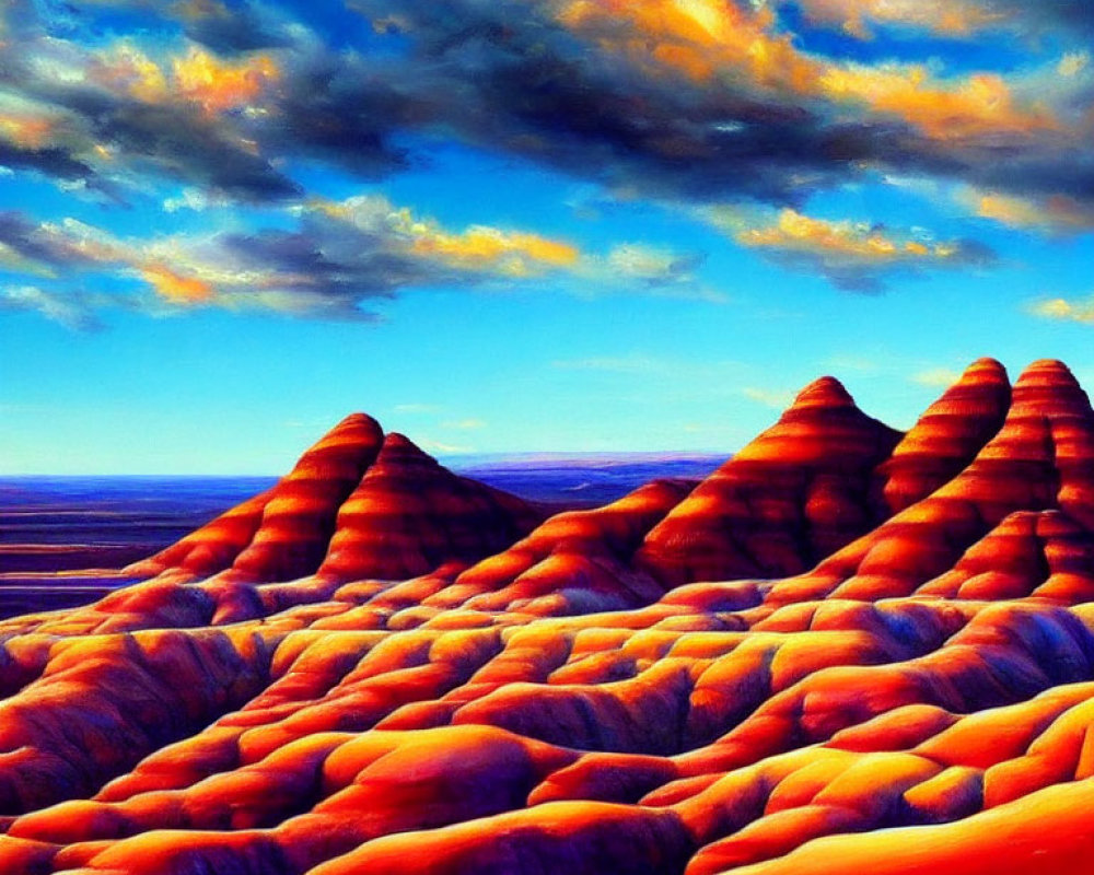 Red Sandstone Formations in Desert Sunset Painting
