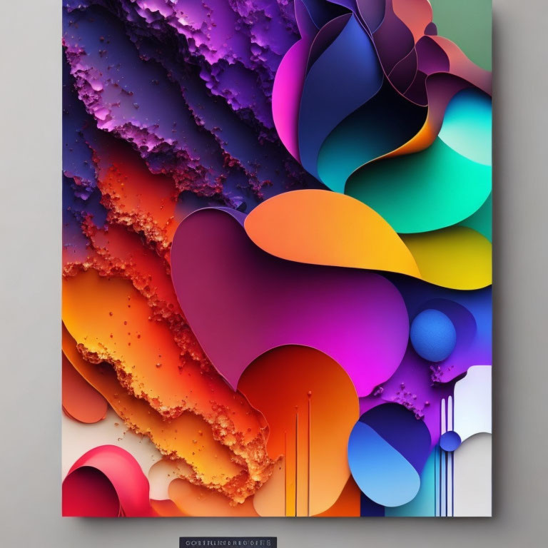 Colorful Abstract Art with Layered Shapes and Textured Hues