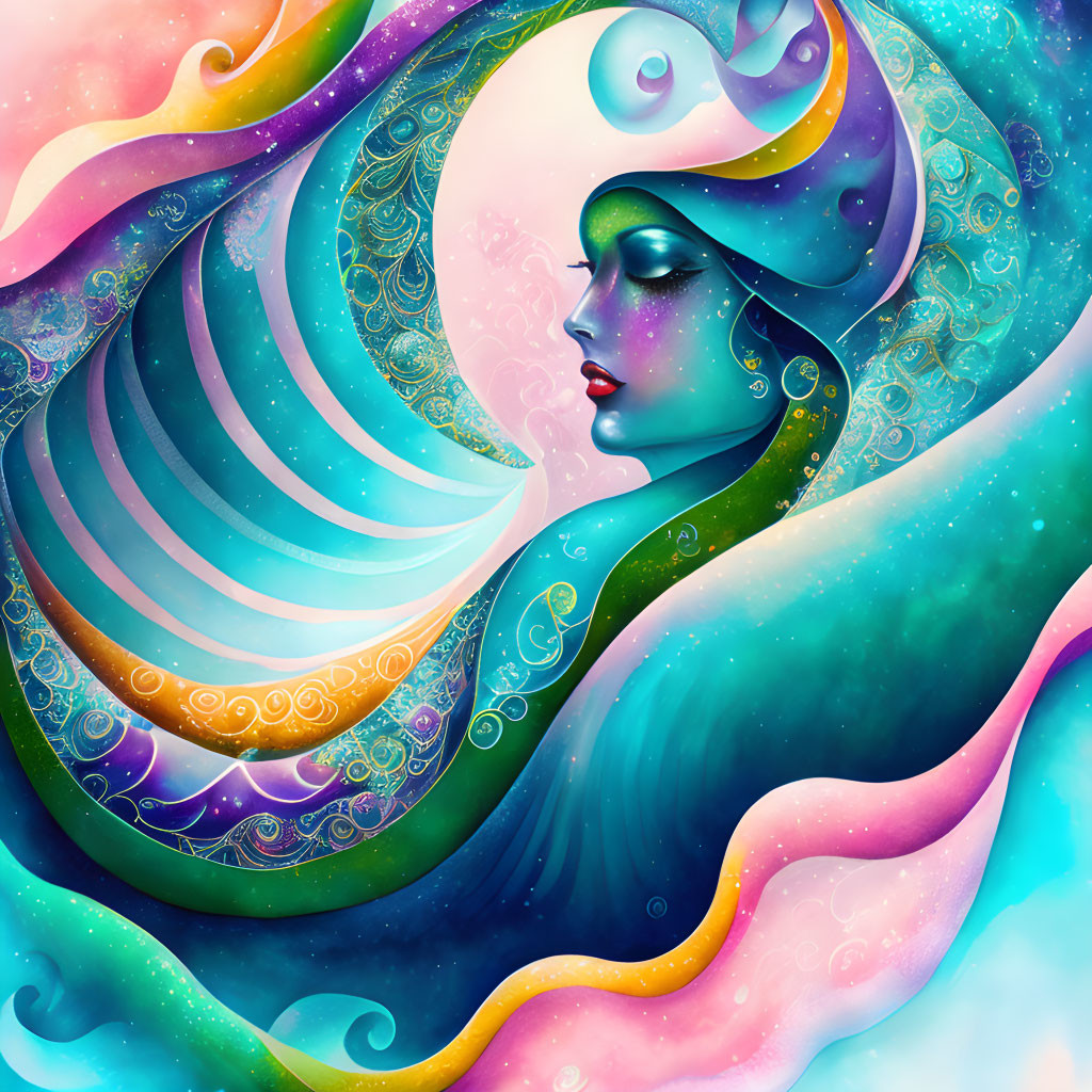 Abstract Mermaid Illustration
