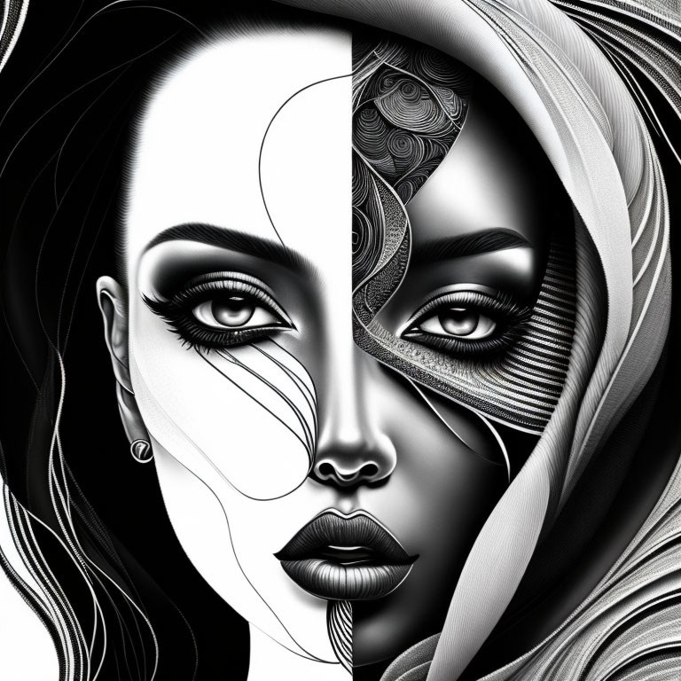 Black and White Woman Abstract