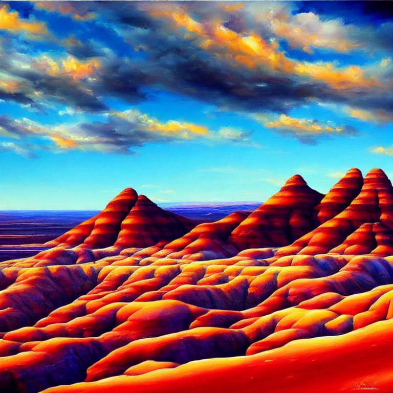 Red Sandstone Formations in Desert Sunset Painting
