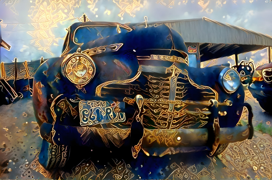 Blue and Gold Antique Ride