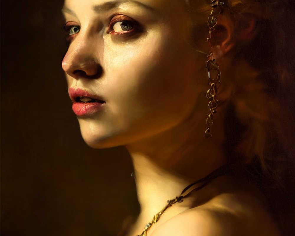 Portrait of Woman with Fair Skin and Blonde Hair in Warm Light