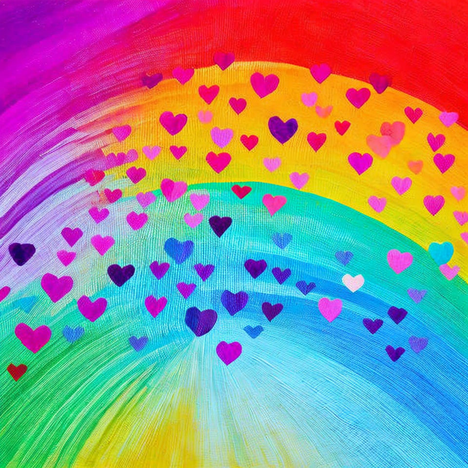 Colorful Rainbow Gradient Hearts Pattern Painting