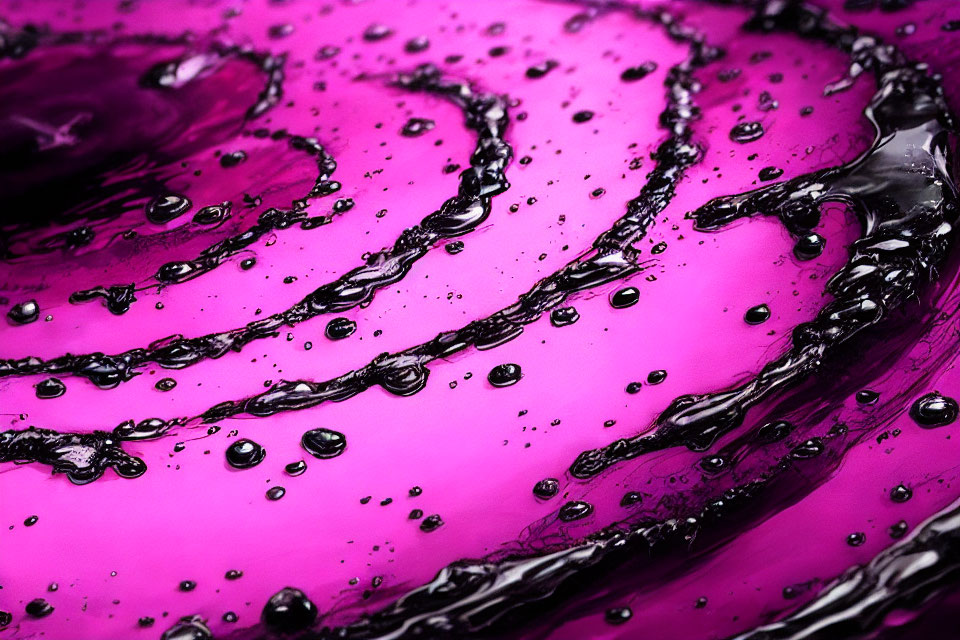 Detailed Close-Up of Swirling Purple Liquid Patterns