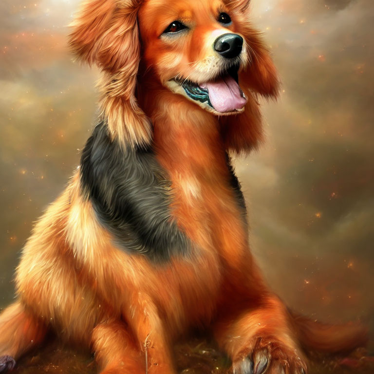 Golden Retriever with Tongue Out in Soft Background