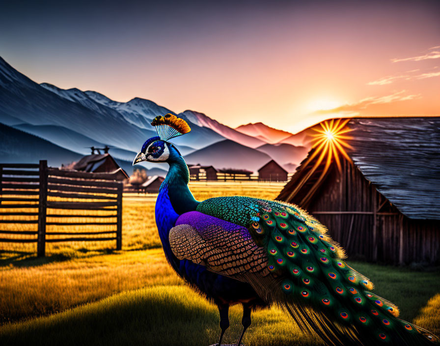 peacock at sunrise