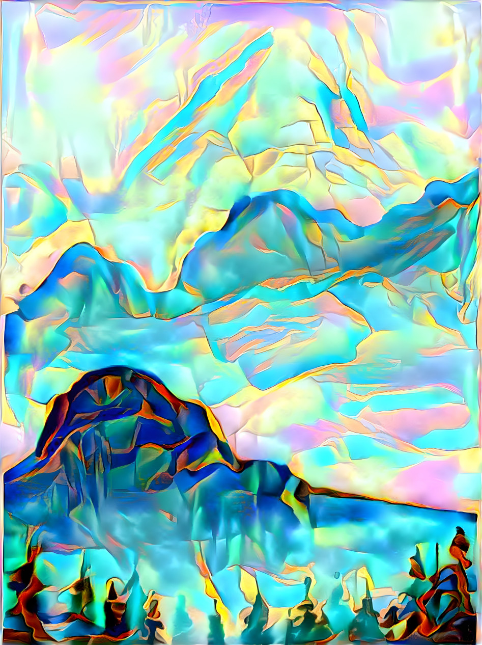Golden blue mountains