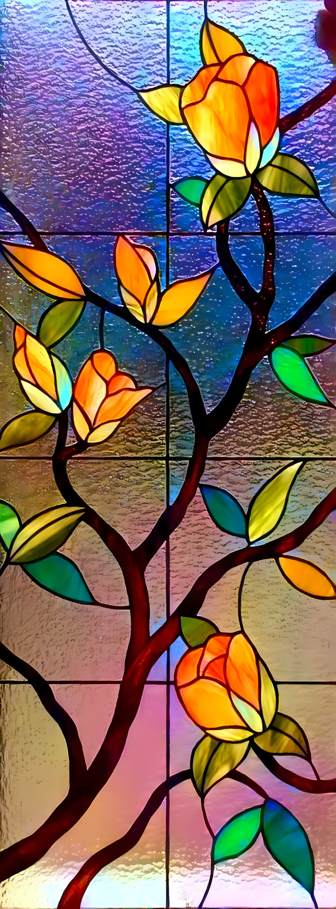 Stained glass with blue light