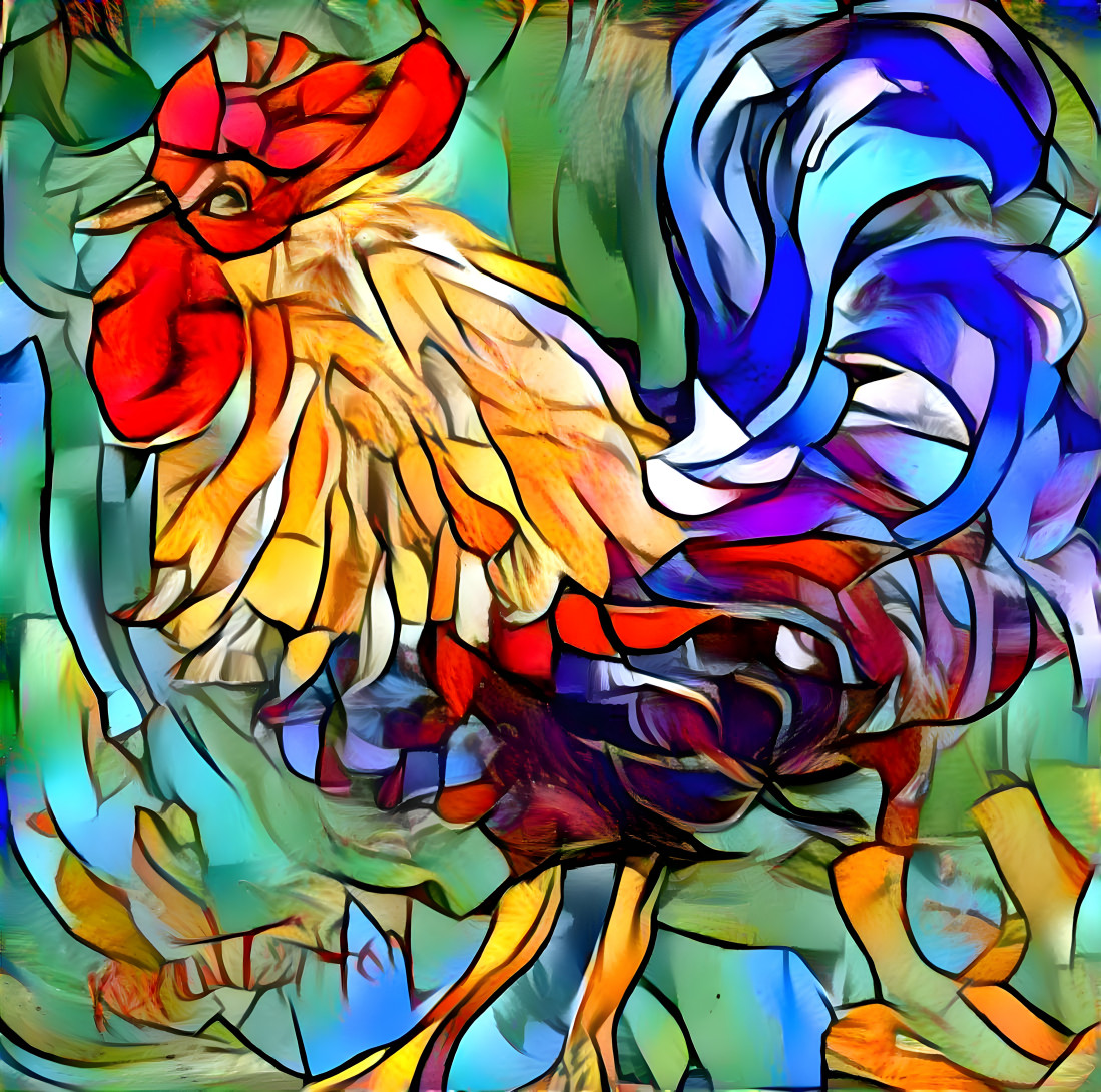 Stained glass rooster