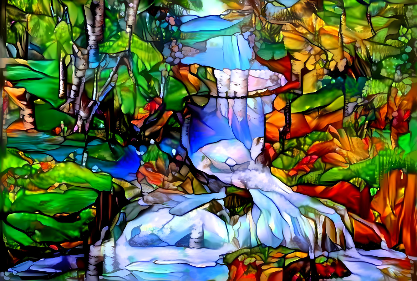 Stained glass waterfall