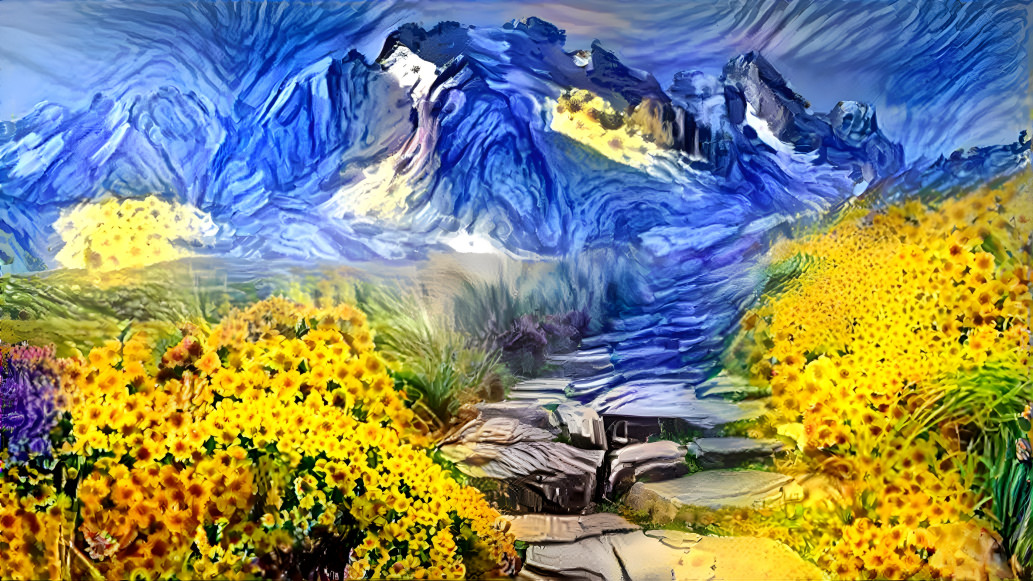 Flowering mountain path