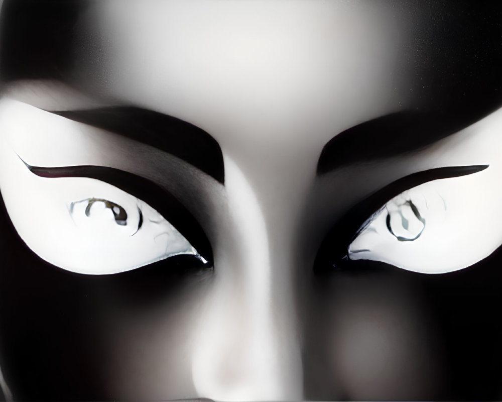 Detailed Close-up of Stylized Eye Mask with Glossy Black Finish