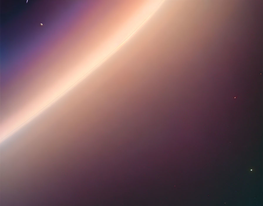 Outer space image with planet's horizon and blue atmosphere.