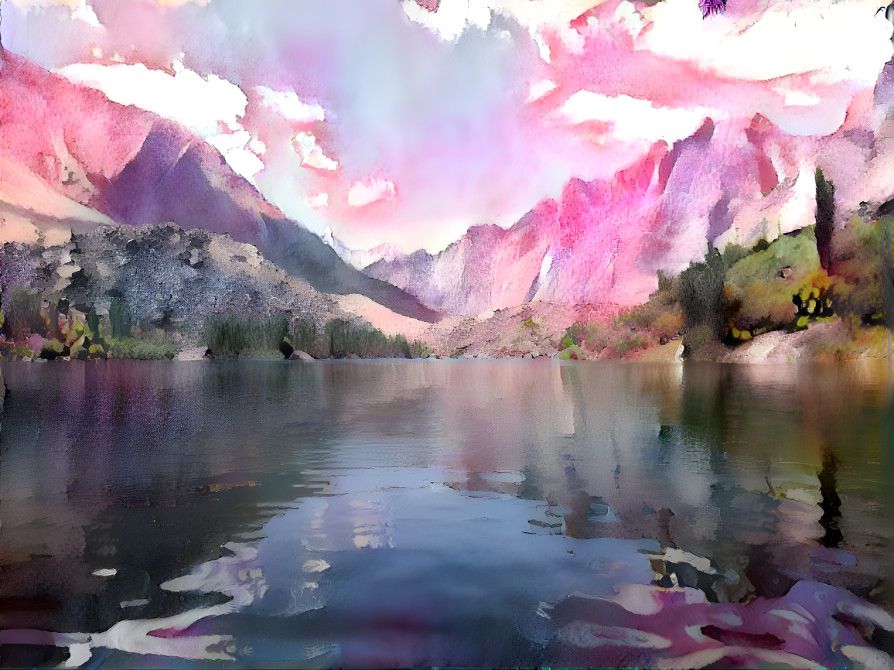 water color lake sky