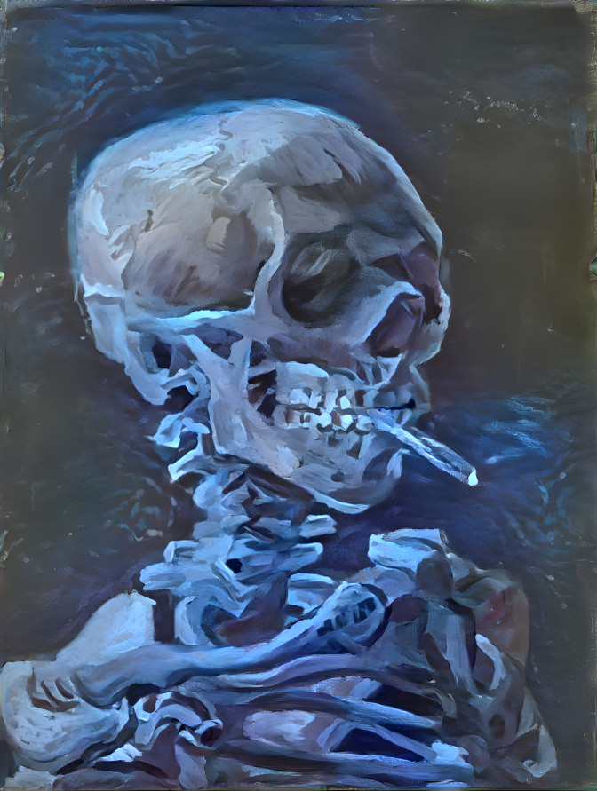 Head of a Skeleton with a burning cigarette (1890)