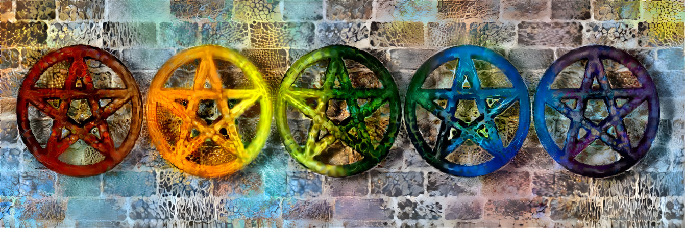Rainbow LGBTQIA+ Grunge Pentagram