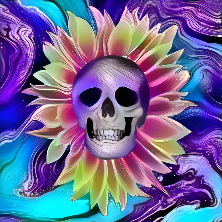 Skull and Sunflower Mettalic