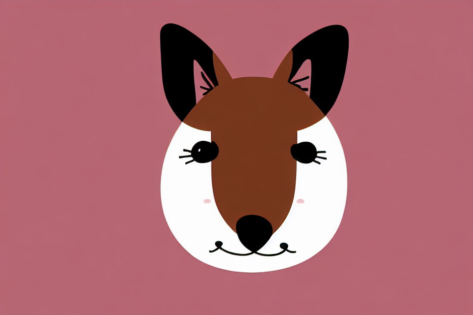 Brown and White Fox Face Cartoon on Pink Background