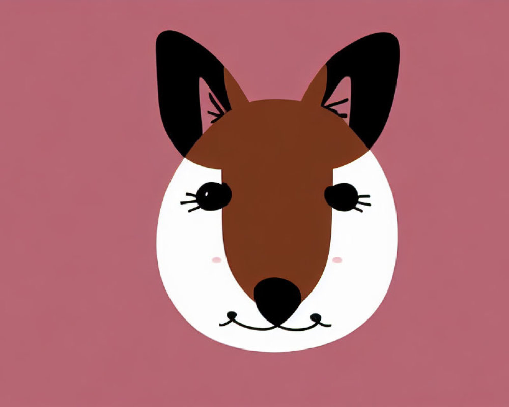 Brown and White Fox Face Cartoon on Pink Background