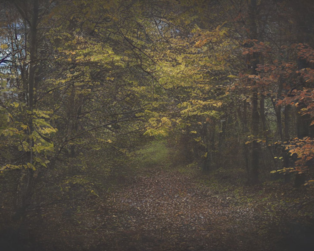Tranquil Forest Path with Autumn Foliage