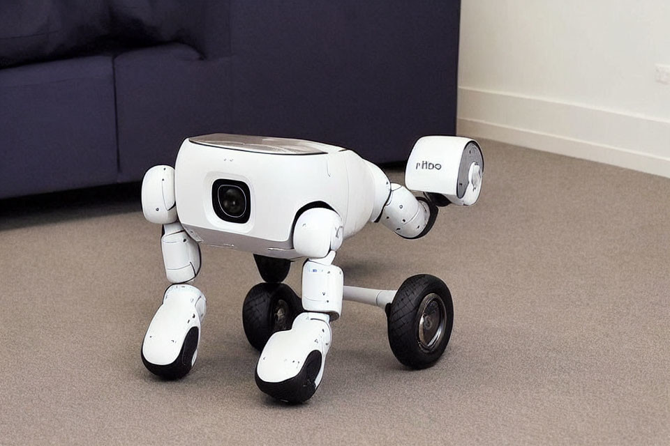 Quadruped Robot with Wheeled Base and Anthropomorphic Design
