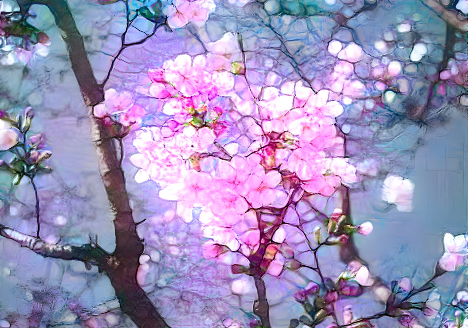 Korean Cherry Blossoms Pink Mosaic
