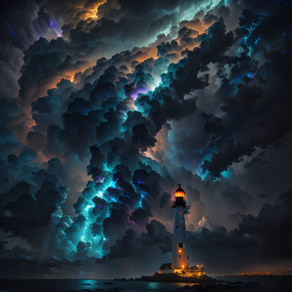A Gypsy Cat Lighthouse In A Plasma Storm