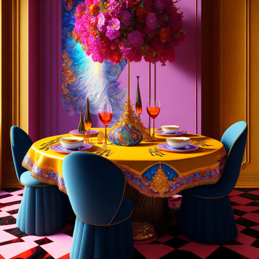 Fantasy harlequin dining room