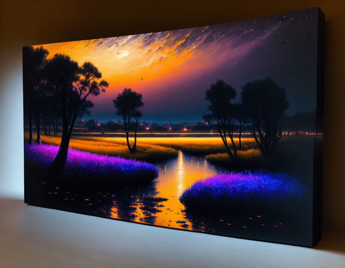 My living room night landscape painting 