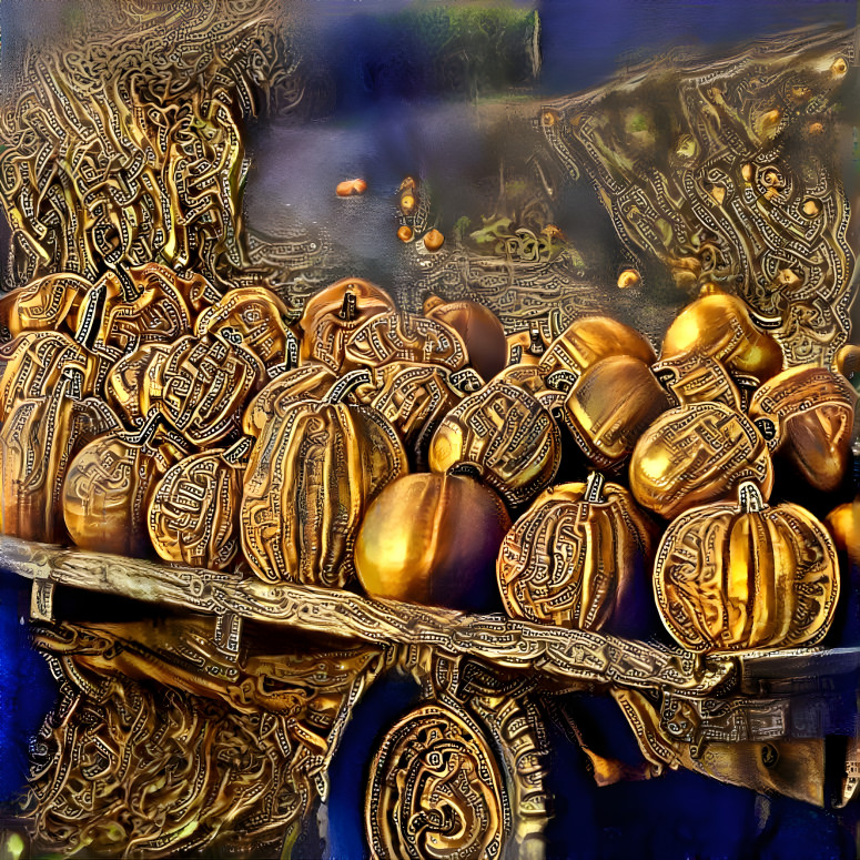 pumpkins on a wagon
