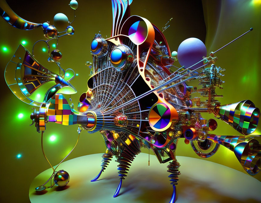 Colorful Abstract 3D Artwork with Geometric Shapes and Spheres
