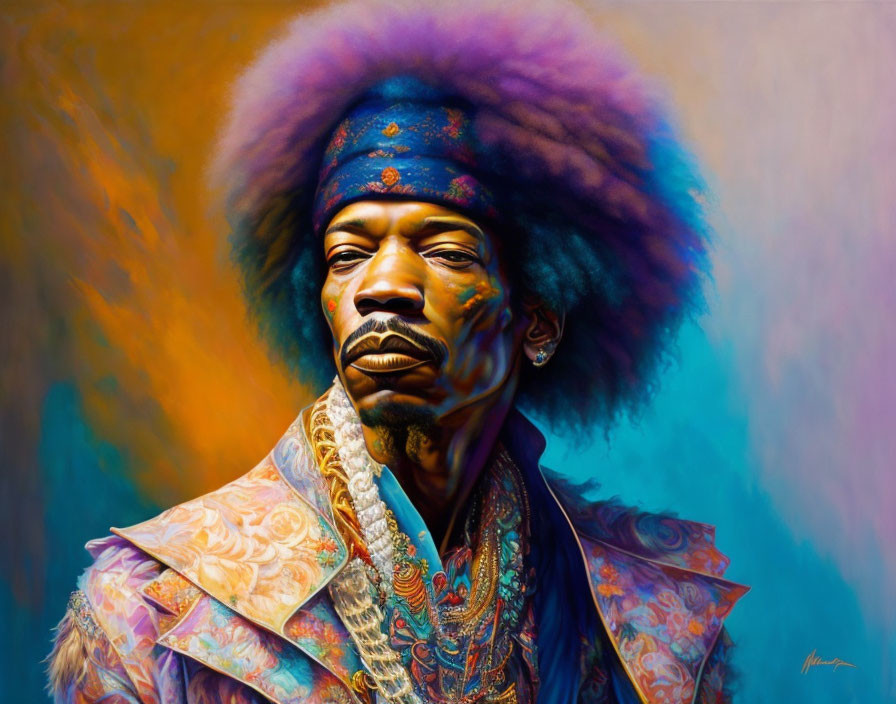 Colorful Afro Man Portrait in Vibrant Outfit and Accessories