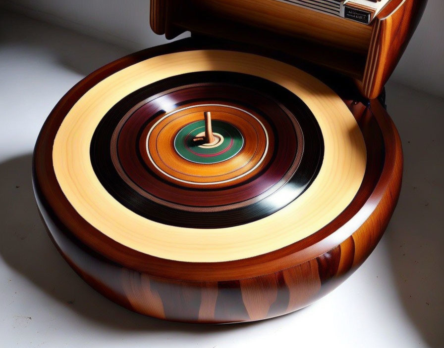 Vintage Vinyl Record Player with Spinning Record and Stylus in Motion