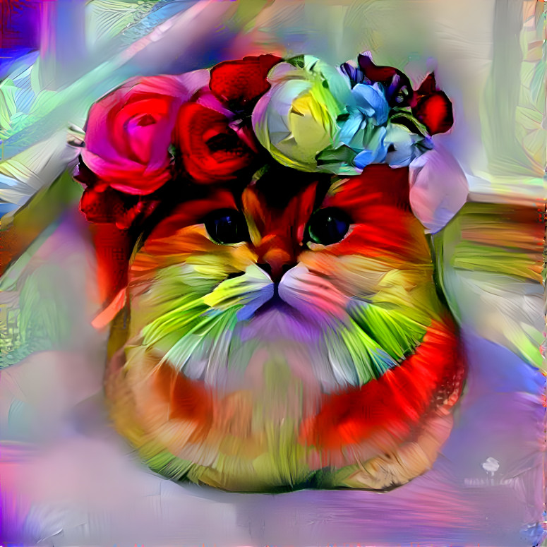 rainbow flowercrown cat