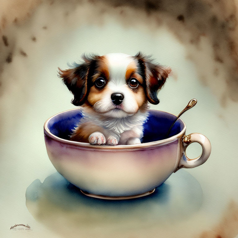 Cute little dog, in the teacup